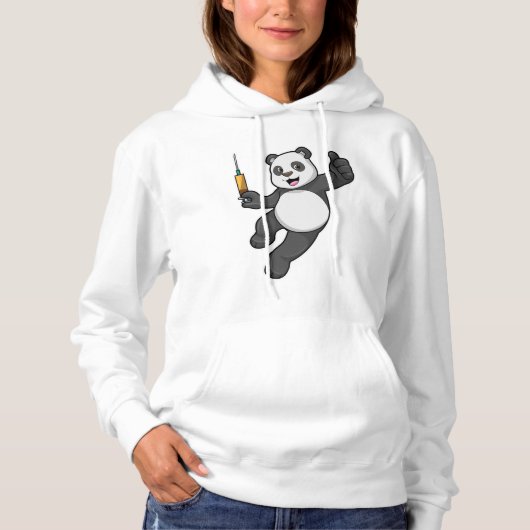Panda bij vaccinatie met spuit hoodie (Voorkant)