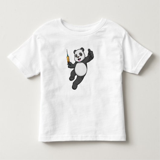 Panda bij vaccinatie met spuit kinder shirts (Voorkant)