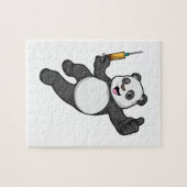 Panda bij vaccinatie met spuit legpuzzel (Horizontaal)