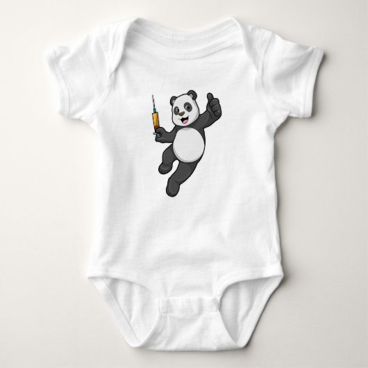 Panda bij vaccinatie met spuit romper (Voorkant)