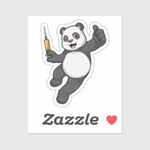 Panda bij vaccinatie met spuit sticker