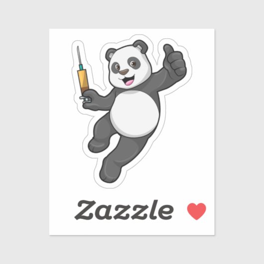 Panda bij vaccinatie met spuit sticker (Vel)