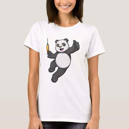 Panda bij vaccinatie met spuit t-shirt (Voorkant)