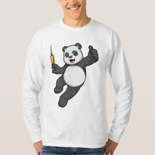 Panda bij vaccinatie met spuit t-shirt