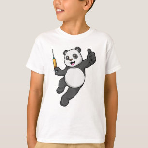 Panda bij vaccinatie met spuit t-shirt