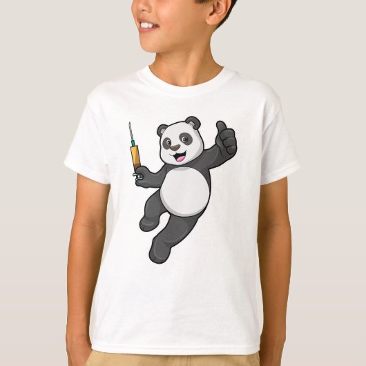 Panda bij vaccinatie met spuit t-shirt (Voorkant)