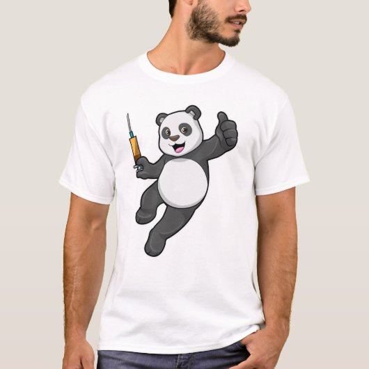 Panda bij vaccinatie met spuit t-shirt (Voorkant)