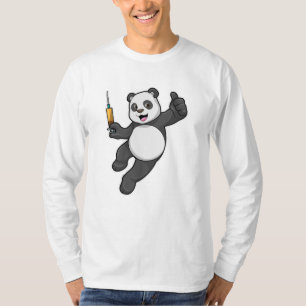 Panda bij vaccinatie met spuit t-shirt