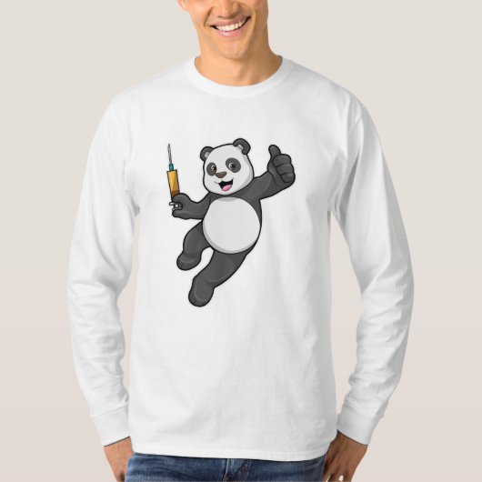 Panda bij vaccinatie met spuit t-shirt (Voorkant)