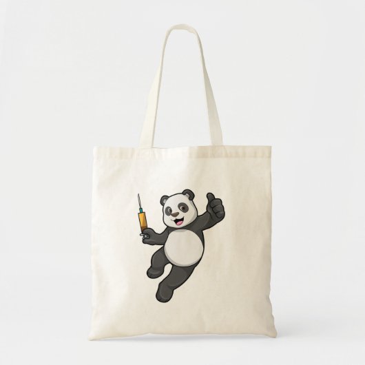 Panda bij vaccinatie met spuit tote bag (Voorkant)