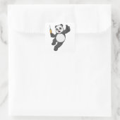 Panda bij vaccinatie met spuit vierkante sticker (Tas)