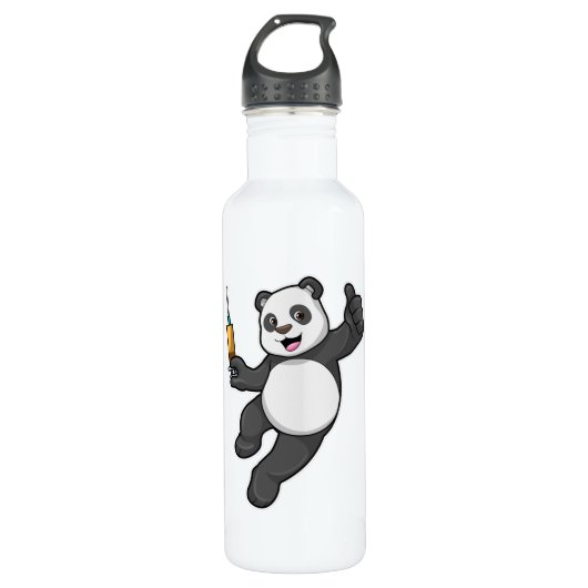 Panda bij vaccinatie met spuit waterfles  (Voorkant)