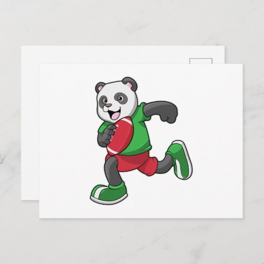 Panda bij voetbal met uitrusting briefkaart (Voorkant / Achterkant)