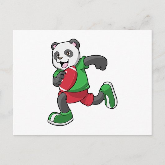 Panda bij voetbal met uitrusting briefkaart (Voorkant)