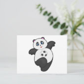 Panda bij voetbal sporten briefkaart (Staand voorkant)
