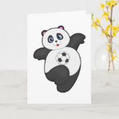 Panda bij Voetbal Sporten Kaart (Gele Bloem)