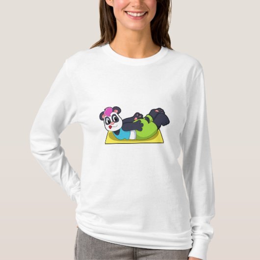 Panda bij Yoga op Yoga mat T-shirt (Voorkant)