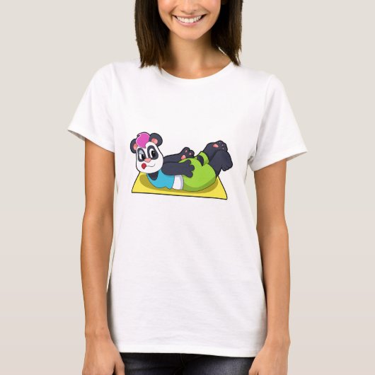 Panda bij Yoga op Yoga mat T-shirt (Voorkant)