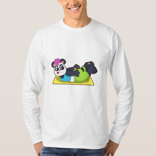 Panda bij Yoga op Yoga mat T-shirt (Voorkant)