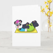 Panda bij yoga op yogamat kaart (Gele Bloem)