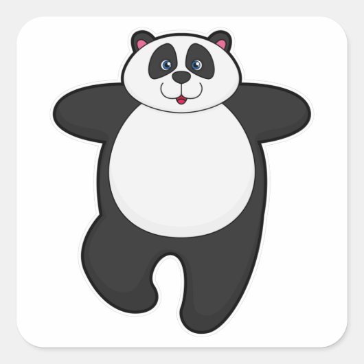 Panda bij Yoga Stretching oefening Vierkante Sticker (Voorkant)