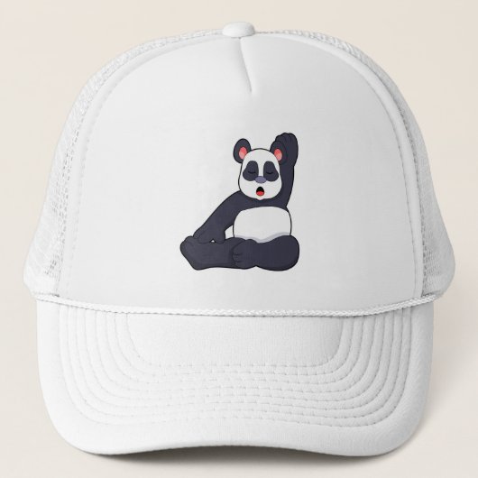 Panda bij Yoga Stretching-oefeningen Trucker Pet (Voorkant)