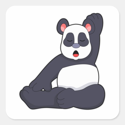 Panda bij Yoga Stretching-oefeningen Vierkante Sticker (Voorkant)