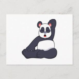 Panda bij yogastrekoefeningen briefkaart