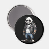 Panda Biker Rebel Leather Jacket Cool Style Urban Magneet (Voorkant / Achterkant)