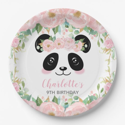 Panda Birthday Baby Party Papieren Bordje (Voorkant)