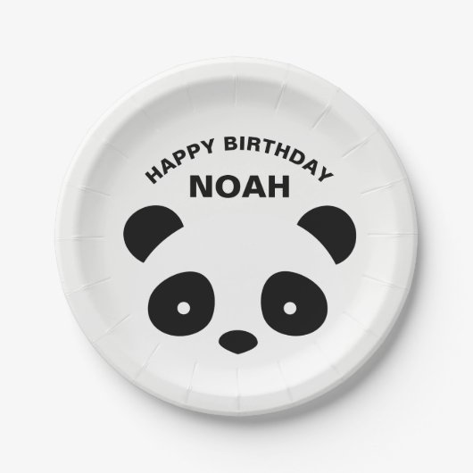 Panda Birthday Borden, wit en zwart Papieren Bordje (Voorkant)