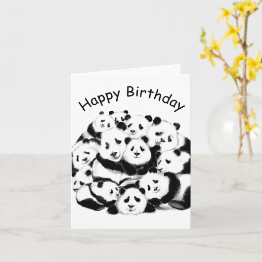 Panda Birthday Kaart Funny (Gele Bloem)