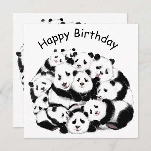 Panda Birthday Kaart Happy Family - Funny (Voorkant / Achterkant)