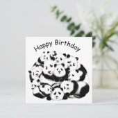 Panda Birthday Kaart Happy Family - Funny (Staand voorkant)