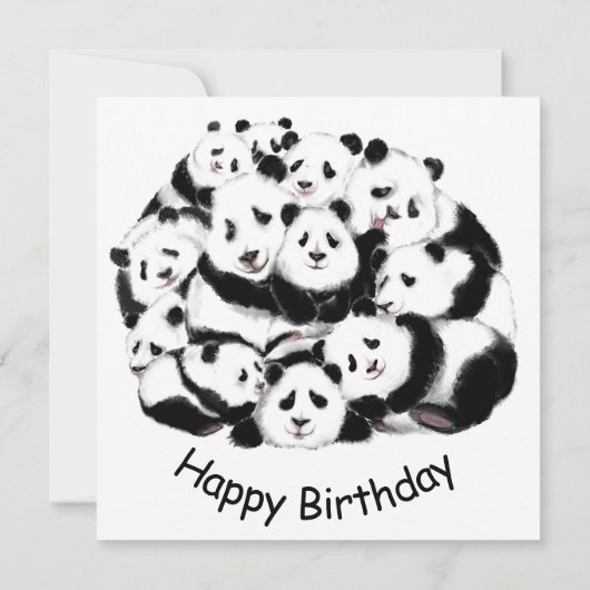 Panda Birthday Kaart Happy Family - Funny (Achterkant)
