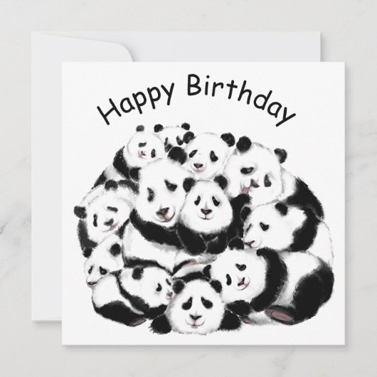 Panda Birthday Kaart Happy Family - Funny (Voorkant)