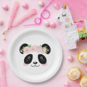 Panda Birthday Partij voor de Roze Floral Papieren Bordje (Feest)