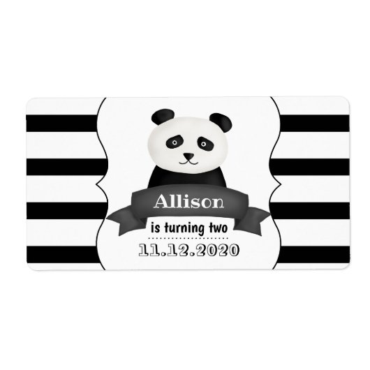 Panda Birthday Party Etiket (Voorkant)
