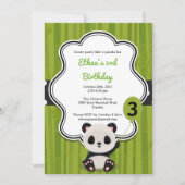 Panda Birthday Party Invitation - Green and Black Kaart (Voorkant)