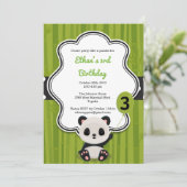 Panda Birthday Party Invitation - Green and Black Kaart (Staand voorkant)