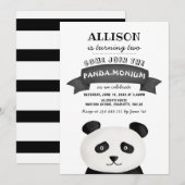 Panda Birthday Party Kaart (Voorkant / Achterkant)