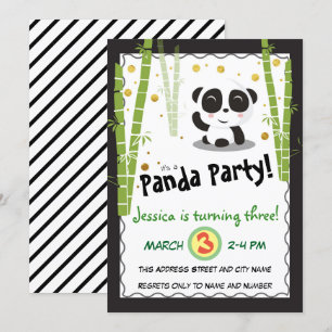 Panda Birthday Party Kaart