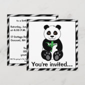 Panda Birthday Party Kaart (Voorkant / Achterkant)