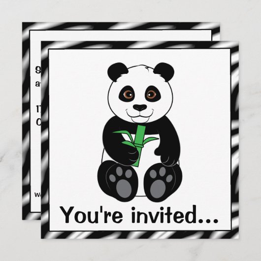 Panda Birthday Party Kaart (Voorkant / Achterkant)