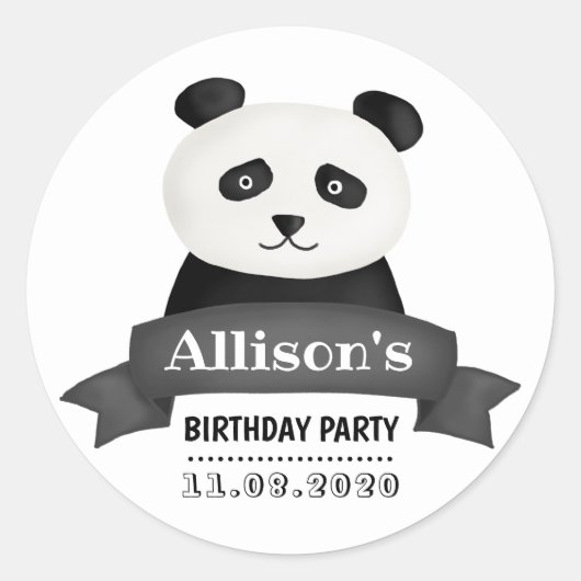Panda Birthday Party Ronde Sticker (Voorkant)