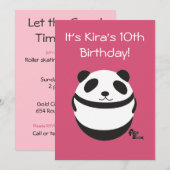 Panda Birthday Uitnodiging (Voorkant / Achterkant)