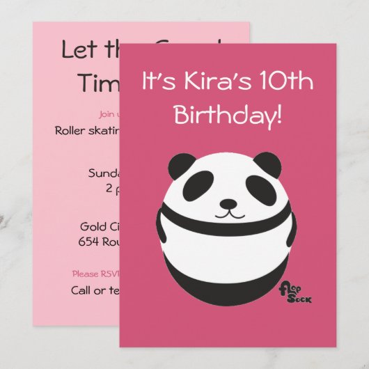 Panda Birthday Uitnodiging (Voorkant / Achterkant)