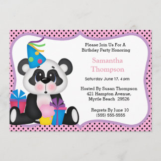 Panda Birthday-uitnodigingen Kaart