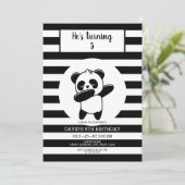 Panda Black en White Stripe kinderen van zaterdag Kaart (Staand voorkant)