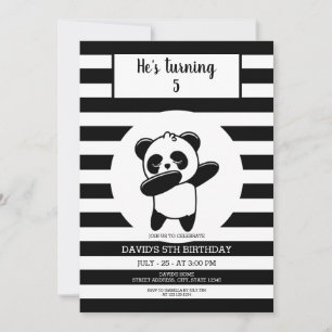 Panda Black en White Stripe kinderen van zaterdag Kaart